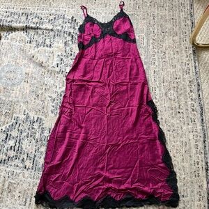 Saks Fifth Avenue Silk slip dress medium magenta